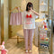 Pajamas Three-Piece Women Summer Sets Loose Short Sleeve Shorts Long Pants Plus Size Cartoon Korean Loungewear Sleepwear