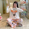 Img 7 - Pajamas Women Sleeve Length Pants Korean Cartoon Loose Plus Size Adorable Two-Piece Sets Loungewear