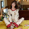 Pajamas Women Long Sleeved Korean Knitted Cotton Sweet Look Adorable Teens Plus Size Loungewear Outdoor Sleepwear