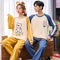 Couple Pajamas Cotton Long Sleeved Thin Men Cartoon Sets Women Korean Loungewear Sleepwear