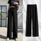 Img 1 - Ice Silk Wide Leg Pants Women Summer Korean Drape Loose High Waist Elastic Thin Straight Jeans Long Casual