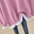 IMG 119 of All-Matching Minimalist False Two-Piece Mid-Length Sweatshirt Women Loose Korean ins Tops Outerwear