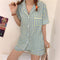 Img 13 - Pajamas Women Summer Short Sleeve Cardigan Korean Sweet Look Adorable Chequered Sets Loose Plus Size Loungewear Pants