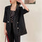 IMG 156 of Blazer Women Summer Korean Casual All-Matching Thin Elegant Loose Three-Quarter Length Sleeves Popular Suit Outerwear