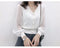 IMG 105 of Korean Sweater V-Neck Loose Cardigan Mesh Spliced Chiffon Tops Women Outerwear