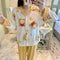 IMG 159 of Popular Streaming Pajamas Women Lapel Cotton Long Sleeved Trendy Western Cardigan Loungewear Sets Sleepwear