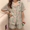 Pajamas Women Summer Short Sleeve Fresh Looking Cardigan Lapel Sets Loungewear Sleepwear