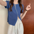 IMG 107 of Silk Sweater Women Short Sleeve Summer Niche Trendy Thin Undershirt T-Shirt Tops ins Outerwear