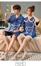 IMG 123 of Couple Pajamas Summer Cotton Cardigan Short Sleeve Shorts Sets Men Women Loose Plus Size Loungewear Sleepwear