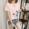 Women Summer Short Sleeve T-Shirt Korean Cartoon Round-Neck Printed Matching Tops T-Shirt