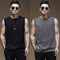 Img 2 - Summer Solid Colored Round-Neck Tank Top Men Fitness Sporty Under Casual Sleeveless T-Shirt Tank Top
