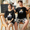 Summer Couple Pajamas Cotton Short Sleeve Shorts Men Cartoon Women Loungewear Sets Sleepwear