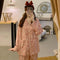 insPajamas Women Korean Sweet Look Adorable Popular Long Sleeved Cardigan Teens Casual Pants Loungewear Sets Sleepwear