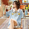 Pajamas Women Summer Cotton Short Sleeve INS Pajamas Pants Sets Loose Plus Size Loungewear Sleepwear