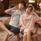 Summer Couple Pajamas Cotton Short Sleeve Shorts Men Cartoon Women Loungewear Sets Sleepwear