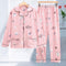 Popular Pajamas Women Long Sleeved Cardigan Lapel Korean Knitted Loungewear Two-Piece Sets Plus Size Sleepwear