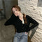 IMG 121 of chicShort Sweater Thin Solid Colored Bare Belly Tops Women Trendy Cardigan Outerwear