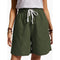 Img 8 - Summer Cotton Blend Elastic Waist Wide Leg Pants Pocket Loose Women Casual Shorts
