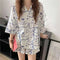 Summer Chequered Pajamas Women Short Sleeve Lapel Cardigan Korean Sweet Look Student Loungewear Cartoon Sleepwear