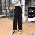 Img 2 - Wide Leg Women Student Korean Ankle-Length Loose Straight High Waist Drape Black Slim-Look Street Style Pants