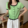 IMG 116 of Silk Sweater Women Thin Summer Slim Look Short Sleeve T-Shirt Matching Cardigan Tops Outerwear