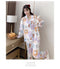 IMG 208 of Popular Streaming Pajamas Women Lapel Cotton Long Sleeved Trendy Western Cardigan Loungewear Sets Sleepwear