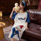 Pajamas Women Summer Pyjamas Short Sleeve Loose Cotton Cartoon Adorable Casual Outdoor Loungewear Sleepwear