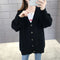 IMG 119 of Korean Puff Sleeves V-Neck Sweater Cardigan Women Loose Lazy Solid Colored Outerwear