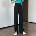 Img 8 - Splitted Pants Women High Waist Straight Floor Length Suit Drape Long