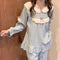 Img 3 - French Sweet Look Pajamas Women ins Lace Adorable Loungewear Two-Piece Sets