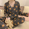 insPajamas Women Korean Sweet Look Adorable Popular Long Sleeved Cardigan Teens Casual Pants Loungewear Sets Sleepwear