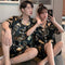 Couple Pajamas Summer Women Silk Men Casual Plus Size Short Sleeve Thin Loungewear Two-Piece Sets Sleepwear