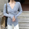 IMG 116 of Sexy Undershirt insTrendy V-Neck Thin Niche Sweater Women Tops Outerwear