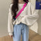 IMG 110 of Solid Colored Sweatshirt Women Korean Loose Couple Round-Neck insWomen Outerwear