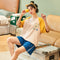 Pajamas Women Summer Short Sleeve Shorts Korean Cotton Student Cartoon Casual Loungewear Sets Sleepwear