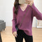 Img 13 - V-Neck Long Sleeved WomenLoose Stretchable Slim-Look Tops Sweater