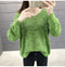 IMG 120 of Women See Through Knitted Sweater Tops Thin Loose Long Sleeved Outerwear