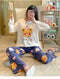 IMG 117 of Pajamas Women Sleeve Length Pants Korean Cartoon Loose Plus Size Adorable Two-Piece Sets Loungewear Sleepwear