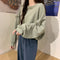 IMG 127 of Solid Colored Sweatshirt Women Korean Loose Couple Round-Neck insWomen Outerwear