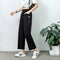 Img 6 - Cotton Blend Wide Leg Pants Women High Waist All-Matching Straight Jeans Loose Casual Ankle-Length Harem