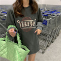 IMG 127 of Thin BFLoose Mid-Length Student Long Sleeved Sweatshirt Women Alphabets Printed Tops Outerwear