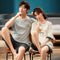 Img 4 - Summer Couple Pajamas Cotton Short Sleeve Shorts Men Cartoon Women Loungewear Sets Non