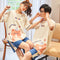 Summer Couple Pajamas Cotton Short Sleeve Shorts Men Cartoon Women Loungewear Sets Sleepwear