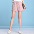 Img 9 - Stretchable Cotton Blend Shorts Women High Waist Summer Elastic Slim Look Loose Thin Plus Size Casual Wide Leg Short Pants