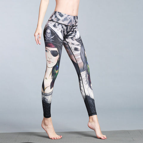 Printed Yoga Ankle-Length Pants Outdoor Sporty Jogging Quick Dry Fitness Fitting Stretchable Women Activewear