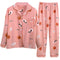 Cardigan Pajamas Women Lapel Long Sleeved Loungewear Student Sweet Look Cartoon Two-Piece Sets Sleepwear