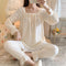 insPopular Streaming Solid Colored Pajamas Women Princess Long Sleeved Outdoor Loungewear Sleepwear