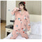 IMG 186 of Popular Streaming Pajamas Women Lapel Cotton Long Sleeved Trendy Western Cardigan Loungewear Sets Sleepwear