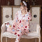 ins Women Pajamas Sleeve Length Pants Adorable Korean Cartoon Printed Casual Loungewear Sleepwear