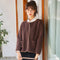 Img 1 - Women Thick Slim Look Round-Neck Zipper Long Sleeved Loose Warm Tops Cardigan